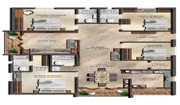 Prestige Rock Cliff 4 BHK APartmet Floor Plan